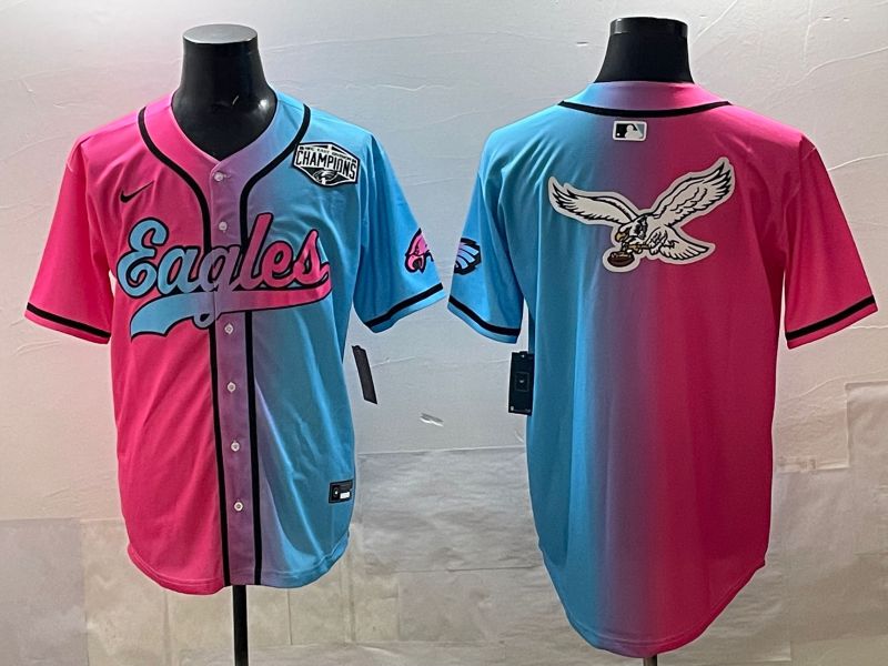 Men 2025 Philadelphia Eagles Blank Blue pink Nike Limited NFL Jersey style 017->philadelphia eagles->NFL Jersey